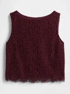 Lace Boatneck Crop Shell Top