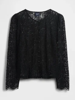 Lace Button-Front Top