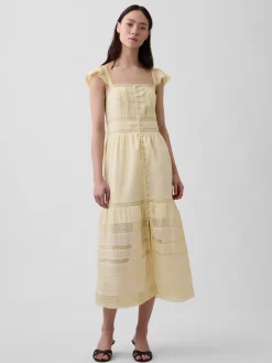 Lace Ruffle Voile Maxi Dress