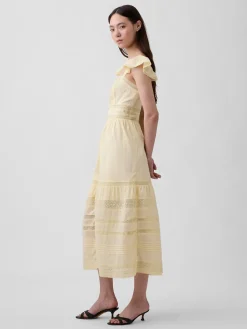 Lace Ruffle Voile Maxi Dress