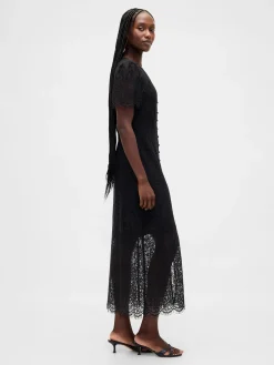 Lace V-Neck Midi Dress