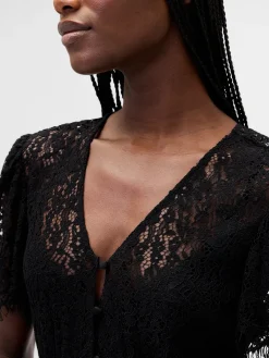 Lace V-Neck Midi Dress