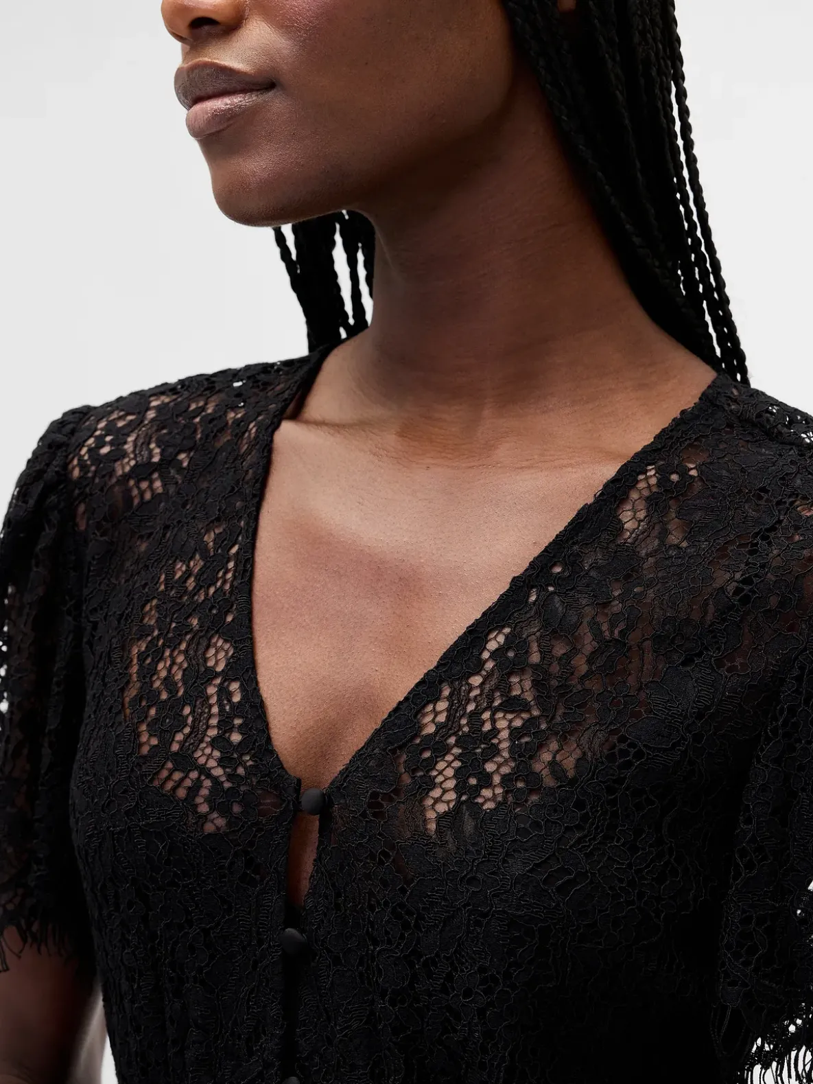 Lace V-Neck Midi Dress