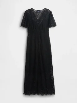 Lace V-Neck Midi Dress