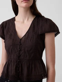 Lace Voile Peplum Crop Top