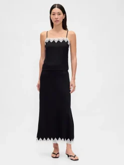 Lace-Trim Maxi Skirt