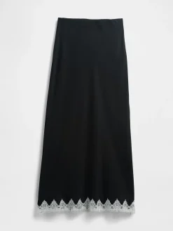 Lace-Trim Maxi Skirt