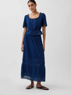Lace-Trim Maxi Skirt
