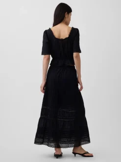Lace-Trim Maxi Skirt