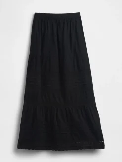 Lace-Trim Maxi Skirt