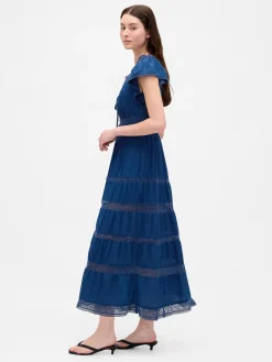 Lace-Trim Midi Dress