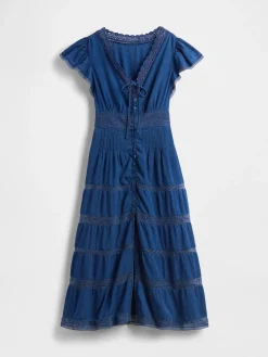 Lace-Trim Midi Dress