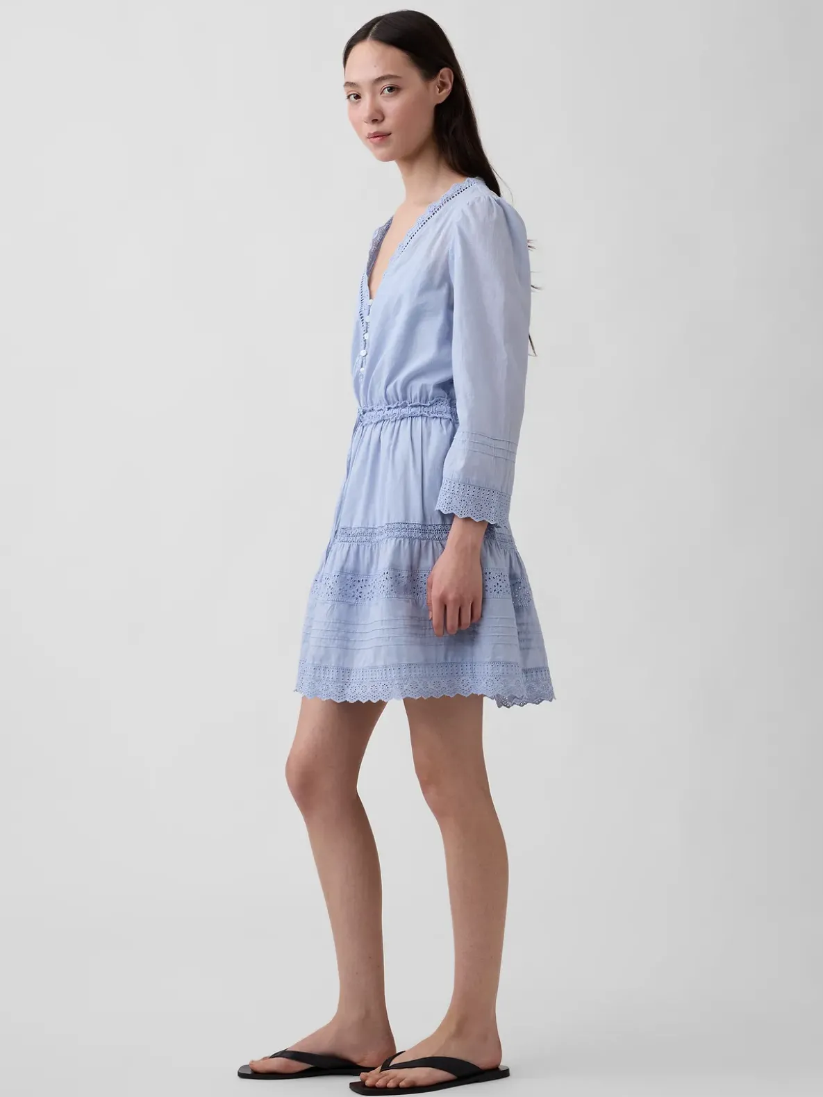 Lace-Trim Mini Dress