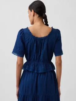 Lace-Trim Peplum Top