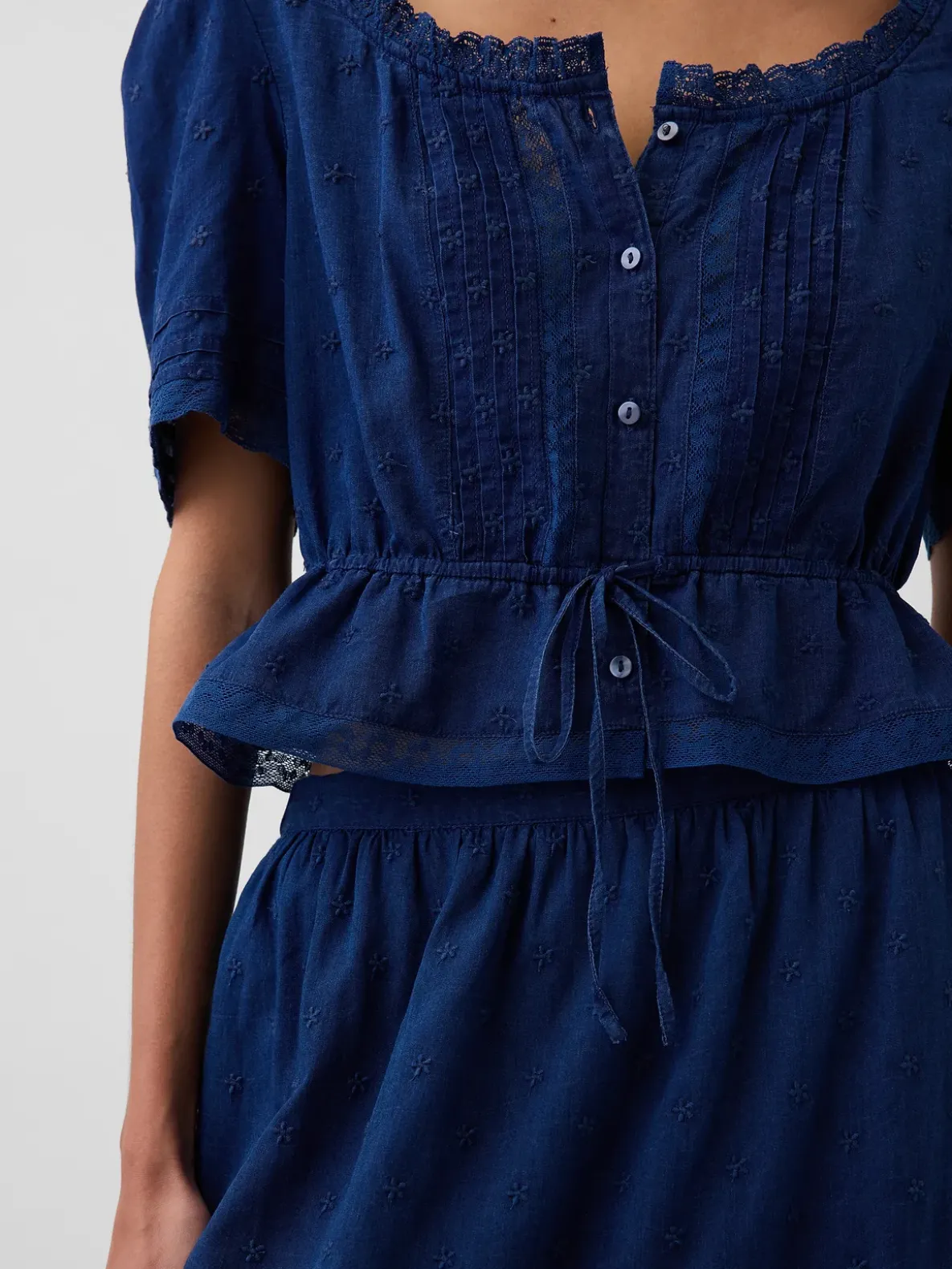 Lace-Trim Peplum Top