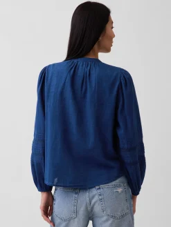 Lace-Trim Pintuck Top