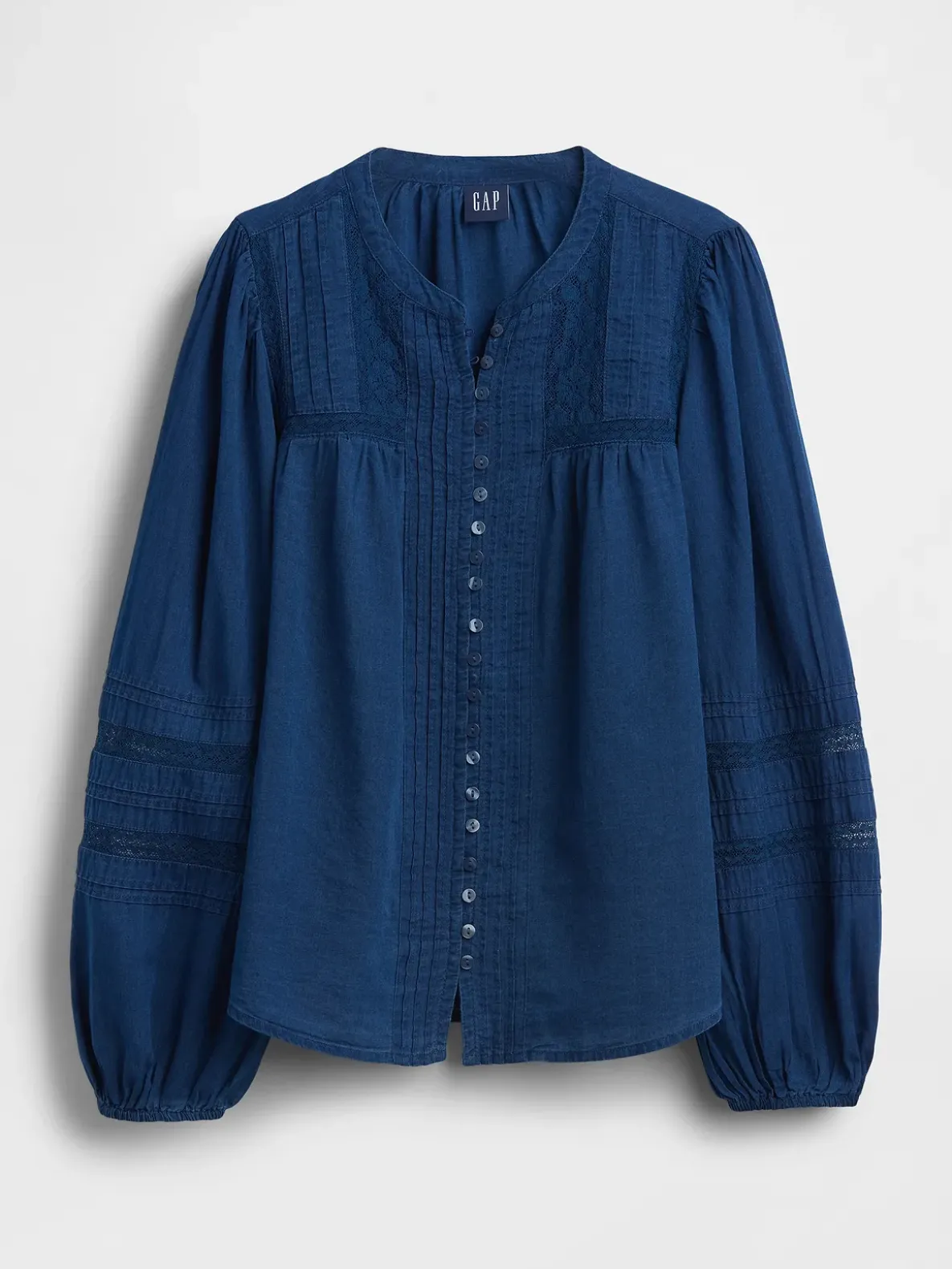 Lace-Trim Pintuck Top