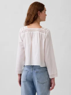 Lace-Trim Square-Neck Top
