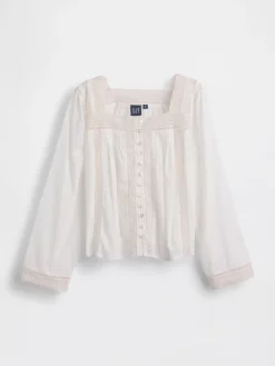 Lace-Trim Square-Neck Top