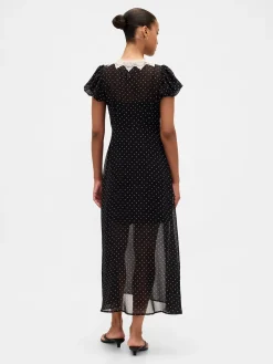Lace-Trim V-Neck Maxi Dress