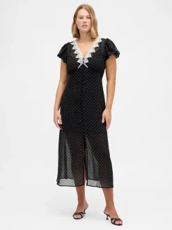 Lace-Trim V-Neck Maxi Dress