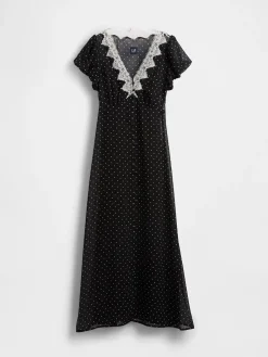 Lace-Trim V-Neck Maxi Dress