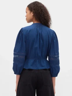 Lace-Trim Voile Top