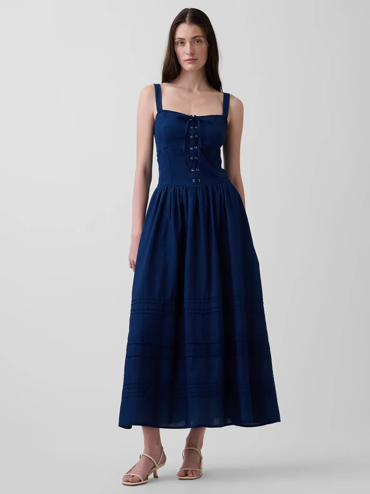 Lace-Up Corset Maxi Dress