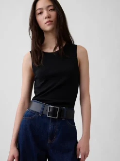 Leather Square-Buckle Belt