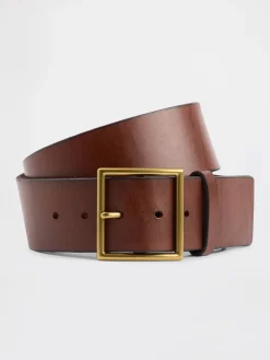 Leather Square-Buckle Belt