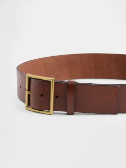 Leather Square-Buckle Belt