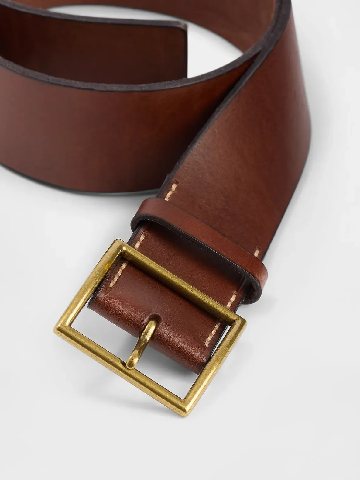 Leather Square-Buckle Belt