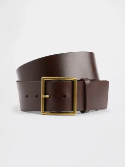 Leather Square-Buckle Belt