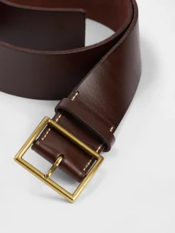 Leather Square-Buckle Belt