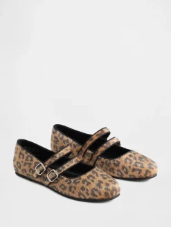 Leopard Double-Strap Ballet Flats