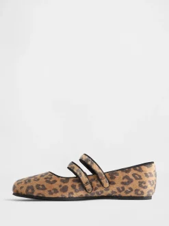 Leopard Double-Strap Ballet Flats