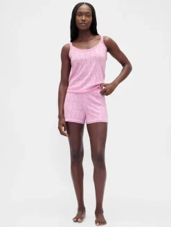 Lightweight CashSoft Pointelle Heart PJ Tank Top