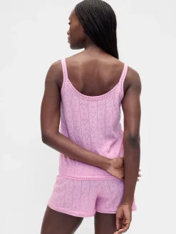 Lightweight CashSoft Pointelle Heart PJ Tank Top