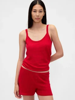 Lightweight CashSoft Pointelle Heart PJ Tank Top