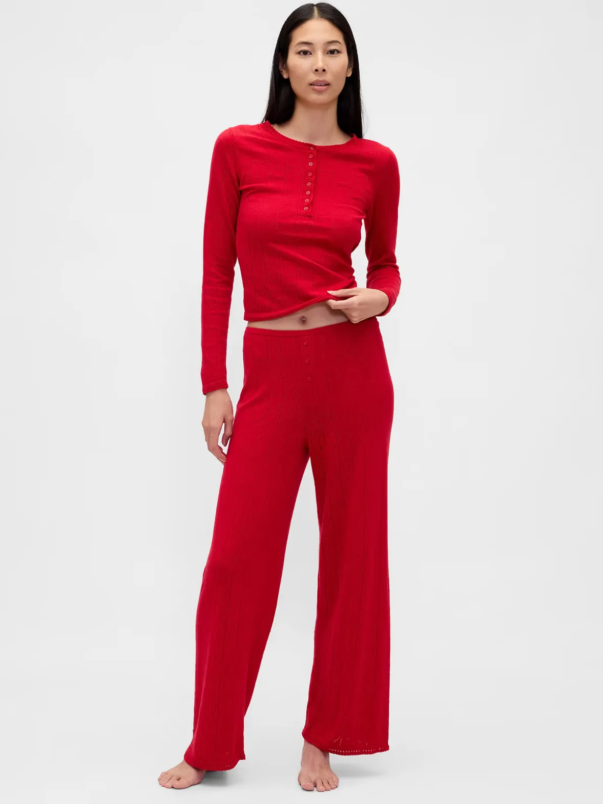 Lightweight CashSoft Pointelle Heart PJ Pants