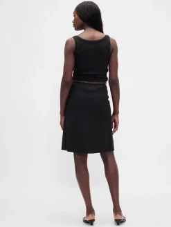 Linen-Blend Bias-Cut Skirt