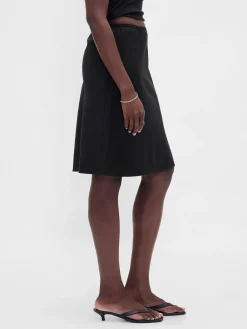 Linen-Blend Bias-Cut Skirt