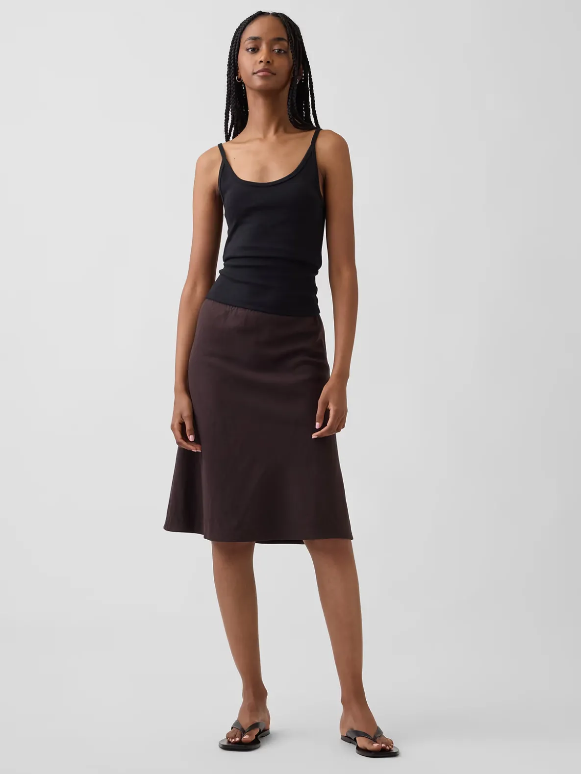 Linen-Blend Bias-Cut Skirt