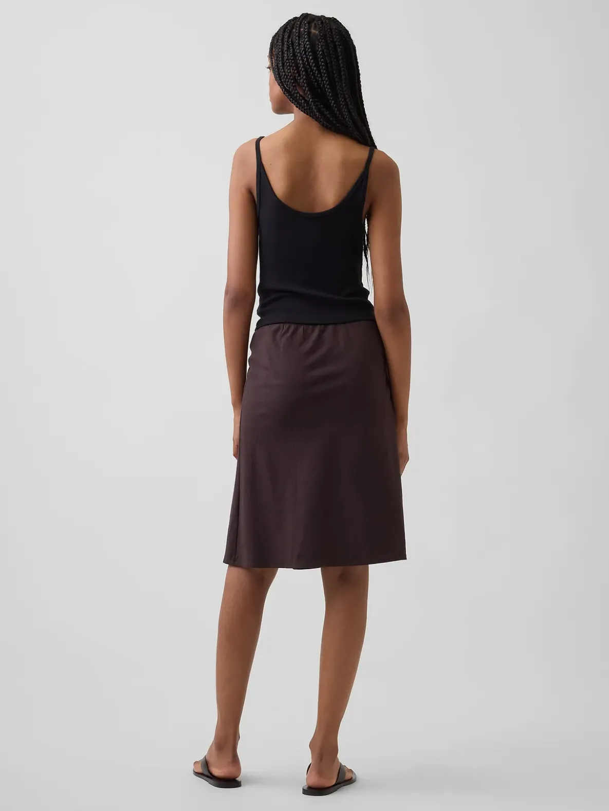 Linen-Blend Bias-Cut Skirt