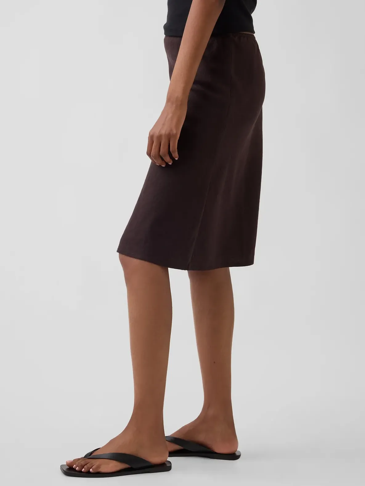 Linen-Blend Bias-Cut Skirt