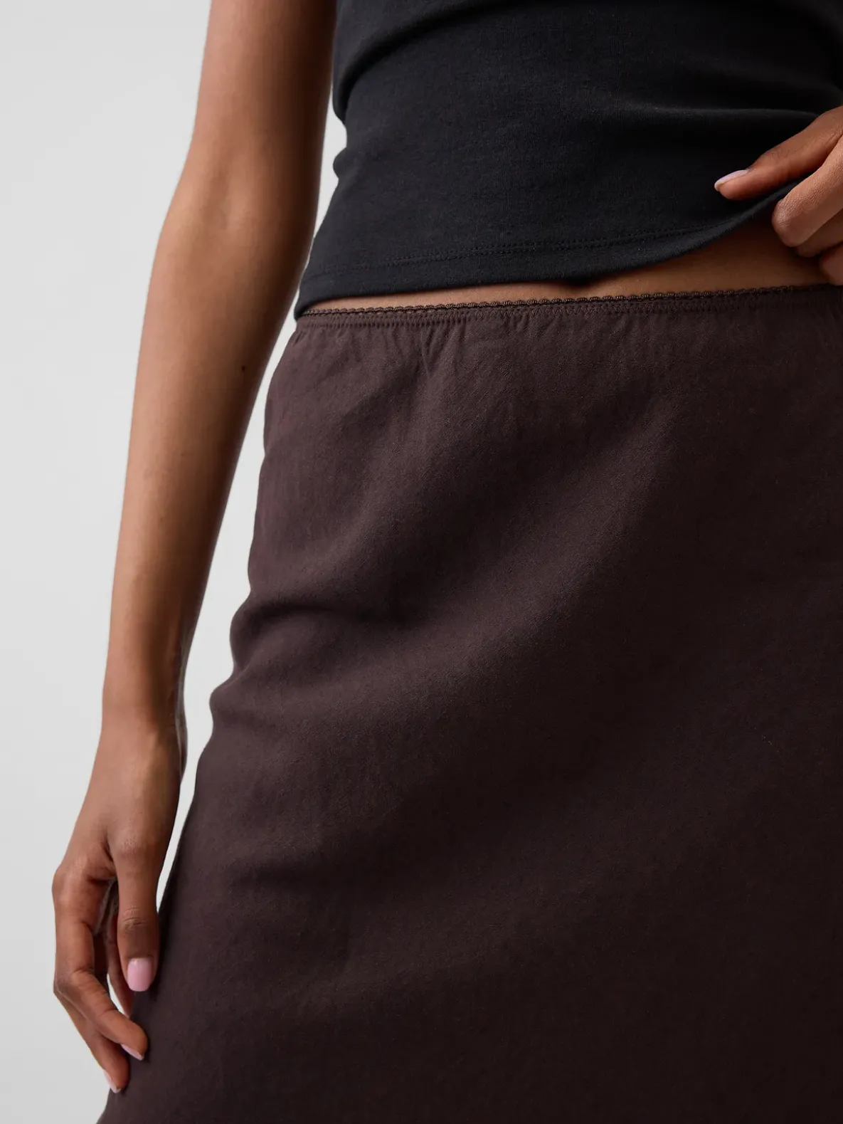 Linen-Blend Bias-Cut Skirt