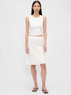 Linen-Blend Bias-Cut Skirt