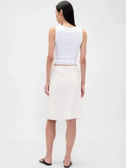 Linen-Blend Bias-Cut Skirt