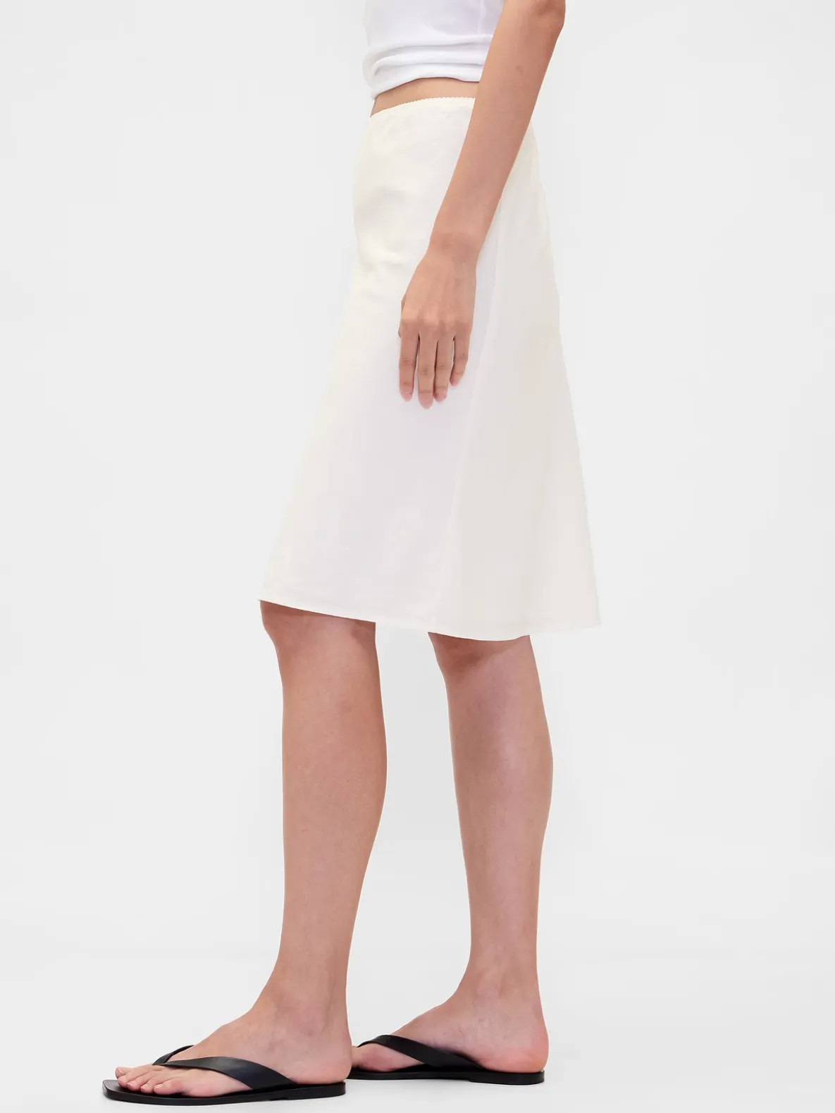 Linen-Blend Bias-Cut Skirt