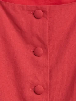 Linen-Blend Button-Front Shell Top